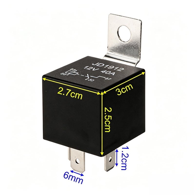 Gebildet JD1912 12V 40A 4-Pin SPST مجموعة مرحلات سيارات مع صمام ثنائي مدمج للشاحنات والشاحنات الصغيرة والدراجات النارية والقوارب، عبوة من 4 قطع - Image 3