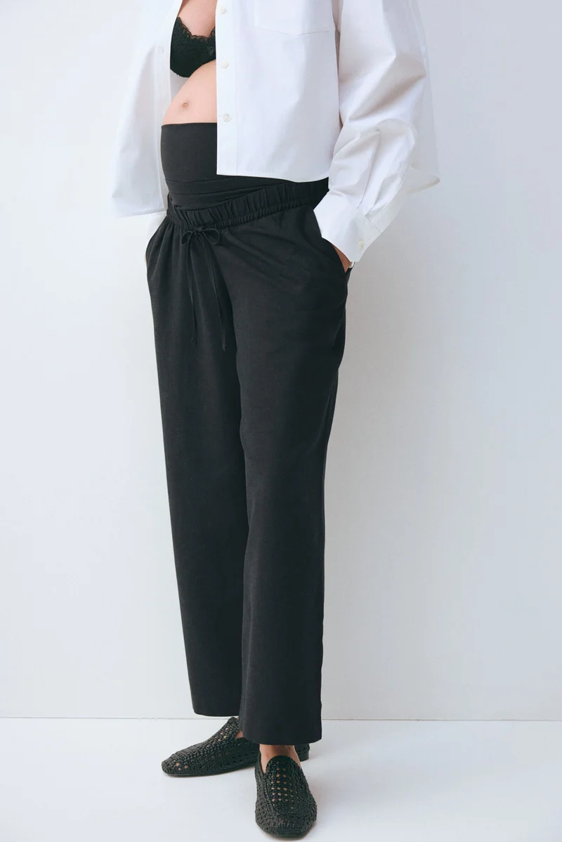 اتش اند ام بنطلون برباط سحب من مزيج الكتان من تشكيلة ماما