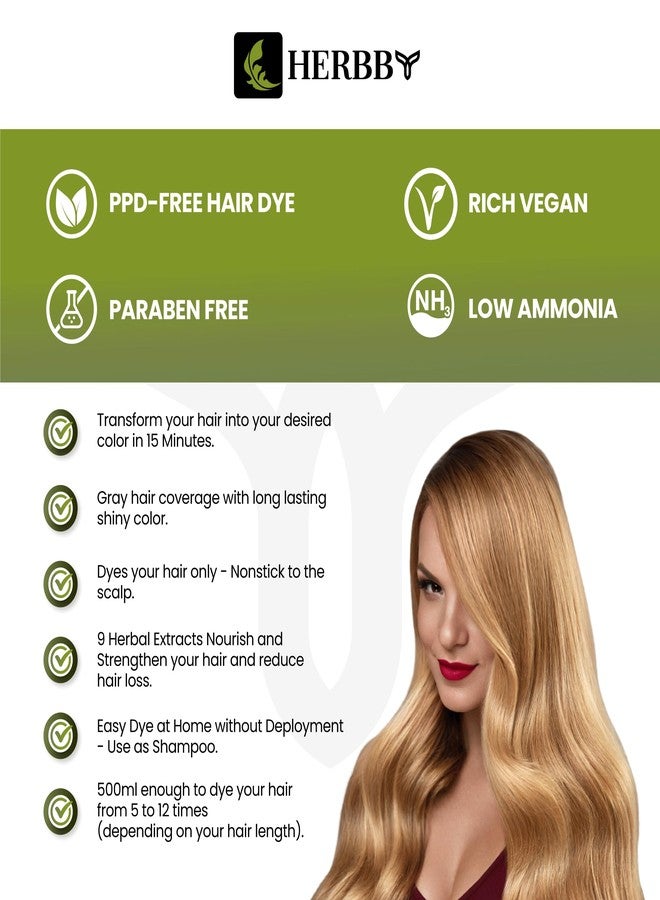 HERBBY Hair Color Shampoo for Gray Hair Coverage&Color Transform with 9 Herbal Extracts -Long Lasting(6-8 Weeks),Shiny,Evenly Colored,Instant Hair Dye Shampoo&Conditioner, 500 Ml (LIGHT HONEY COLOR) - Image 3