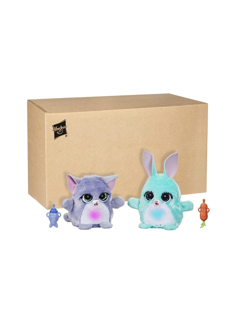 HASBRO - GAMING FurReal Fuzzalots Kitty and Bunny Color Change Interactive Feeding Toy, Lights and Sounds - Image 2