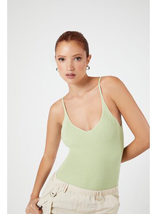 FOREVER 21 Sweater-Knit V-Neck Cami Bodysuit - Image 2