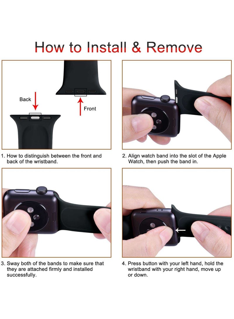 Samu Apple Watchband 38MM/40MM/41MM/ Silicone Strap for Apple Watch All Series Black - Image 4