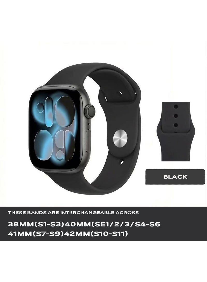 Samu Apple Watchband 38MM/40MM/41MM/ Silicone Strap for Apple Watch All Series Black - Image 1