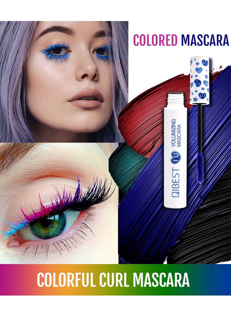 QiBest - Colored Mascara Set 7 Color Colorful Waterproof Mascara for Eyelashes Set, Charming Long Lasting Length Volume Fiber Mascara Eye Makeup - Image 1