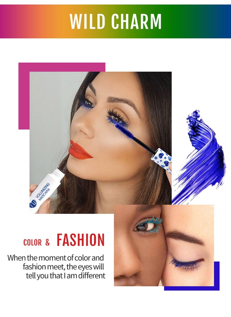 QiBest - Colored Mascara Set 7 Color Colorful Waterproof Mascara for Eyelashes Set, Charming Long Lasting Length Volume Fiber Mascara Eye Makeup - Image 1