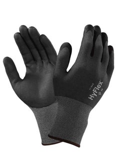 Ansell Ansell HyFlex 11-840 Professional Work Gloves, Robust Nitrile Coating with Strong Grip, Mechanical Protection, Assembly, DIY, Industrial Safety Gloves Men Women, Black 
