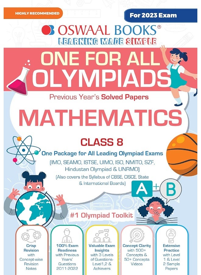 Oswaal One For All Olympiad Previous Years' Solved Papers, Class-8 Mathematics Book (For 2023 Exam) - Image 1