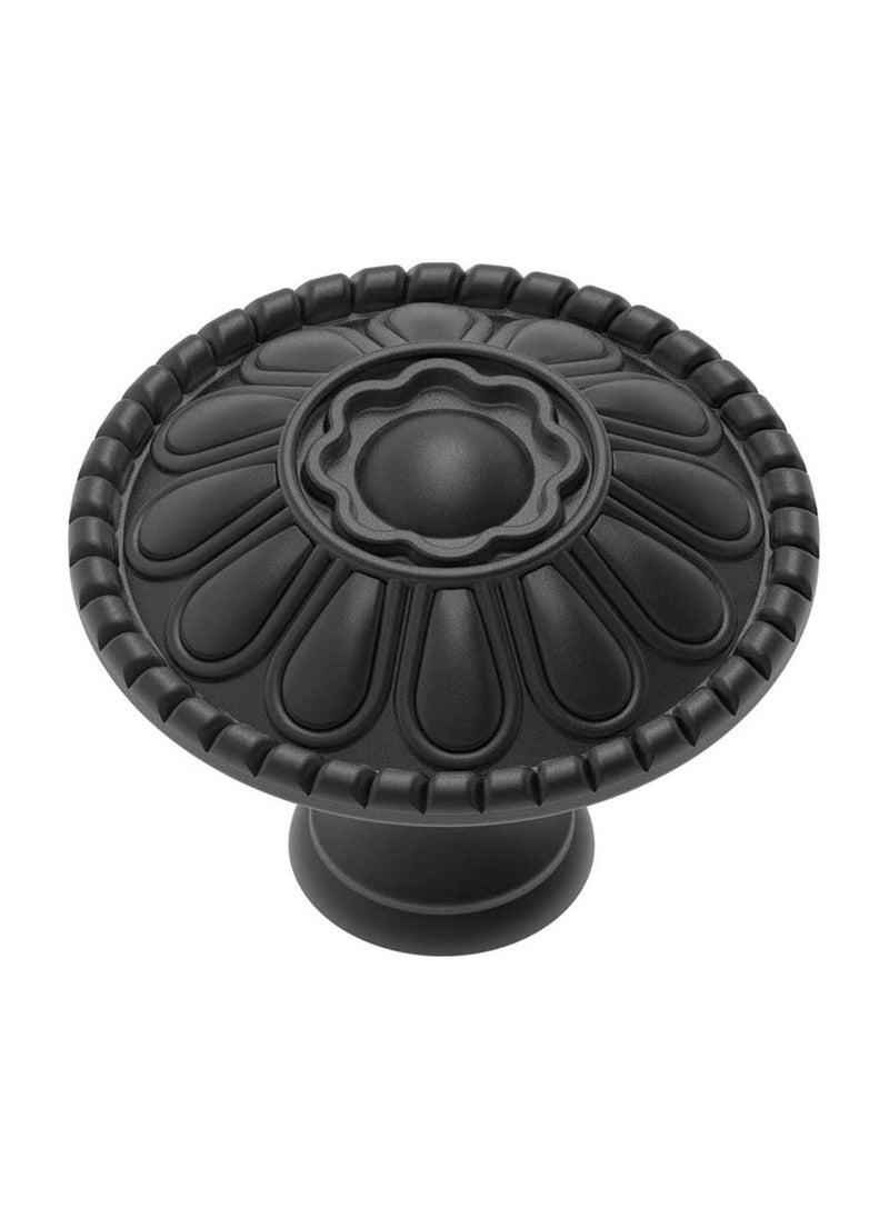 SYOSI - Cabinet Handle 9-Pack of Matte Black Kitchen Cabinet Knobs Pulls, Matte Round Farmhouse Dresser Handles Drawer Knobs for Modern Closet Furniture Door, Floral Pattern - Image 1