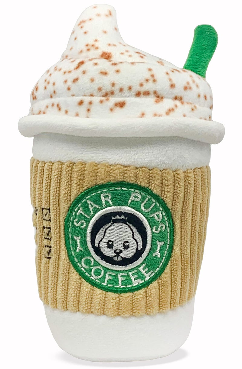 Nestpark Parody Star Pups Coffee Dog Toy Pup'kin Spice Latte - Fall Funny Parody Plush Squeaky Holiday Toys for Medium, Small and Large - Cute Gifts for Dog Birthday - Cool Stuffed For All Breed Sizes - Image 1