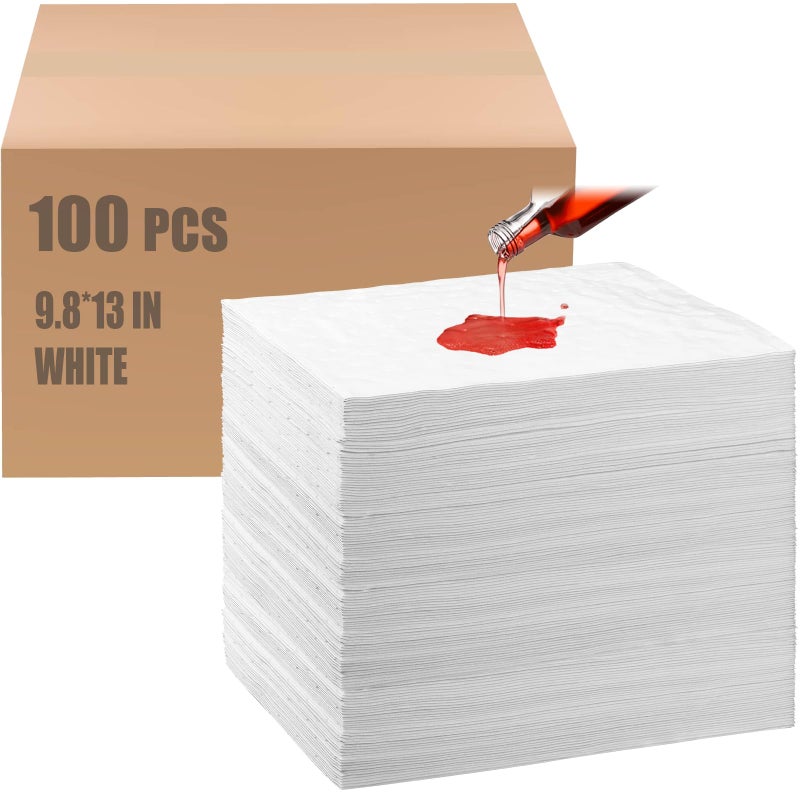 Hoolerry Oil Absorbent Pads Weight Dimpled Pad Garage Accessories Water Absorbent Mat Oil Spill Mat for Absorbing Protecting Home Garage Basement 100 PcsWhite98 x 13 Inch