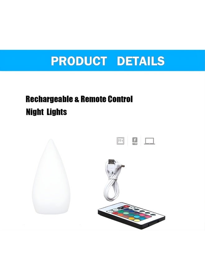ETRONIK مصباح LED على شكل قطرة ماء مقاس 6 بوصات قابل لإعادة الشحن والتحكم عن بعد، مصباح مزاجي متغير 16 لونًا، إضاءة ليلية متوهجة قابلة للتعتيم، إضاءة زخرفية للمنزل والحفلات والحانات وحفلات الزفاف - Image 5