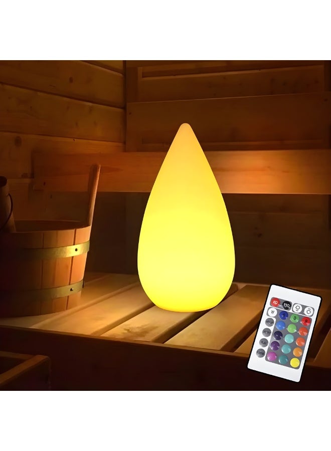ETRONIK مصباح LED على شكل قطرة ماء مقاس 6 بوصات قابل لإعادة الشحن والتحكم عن بعد، مصباح مزاجي متغير 16 لونًا، إضاءة ليلية متوهجة قابلة للتعتيم، إضاءة زخرفية للمنزل والحفلات والحانات وحفلات الزفاف - Image 1