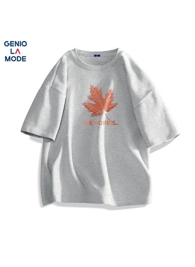 Geniolamode Men's Short Sleeve Casual Pure Cotton Summer Loose Casual All-match Round Neck T-shirt Men's Top Clothing Linen Gray 2XL - Image 1