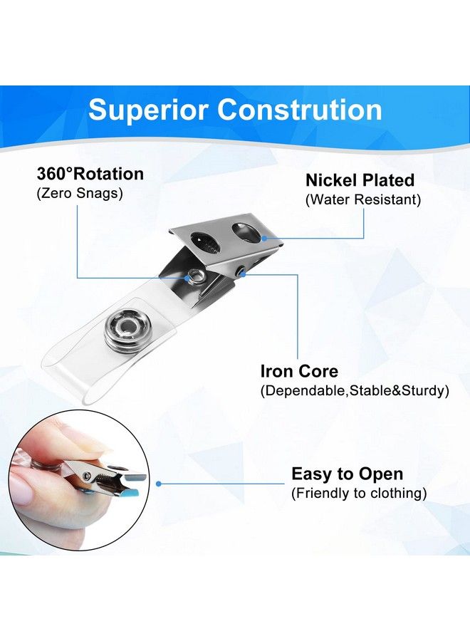 Marspark Metal Badge Clips Id Badge Clips Double Hole Badge Clips With Clear Pvc Straps Name Tag Clips Id Strap Clip For Id Cards And Badge Holders Office School Supplies (400) - Image 4