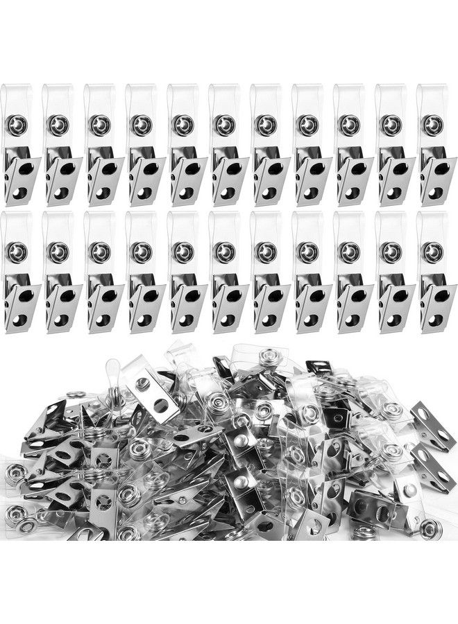 Marspark Metal Badge Clips Id Badge Clips Double Hole Badge Clips With Clear Pvc Straps Name Tag Clips Id Strap Clip For Id Cards And Badge Holders Office School Supplies (400) - Image 1