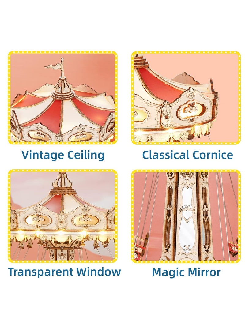 Robotime ROKR Swing Ride DIY Music Box 3D Wooden Puzzle EA02, Assembly Brain Teaser 3D Wooden Puzzle DIY Build Model Crafts Kits, Unique Gifts and Home Decor for Teens or Adults - Image 5