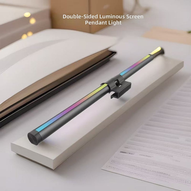مصباح شاشة مزدوجة الجانب 44 سم ألومنيوم RGB+CCT مع قاعدة مغناطيسية للعناية بالعين للمكتب والتلفزيون وطاولة الألعاب