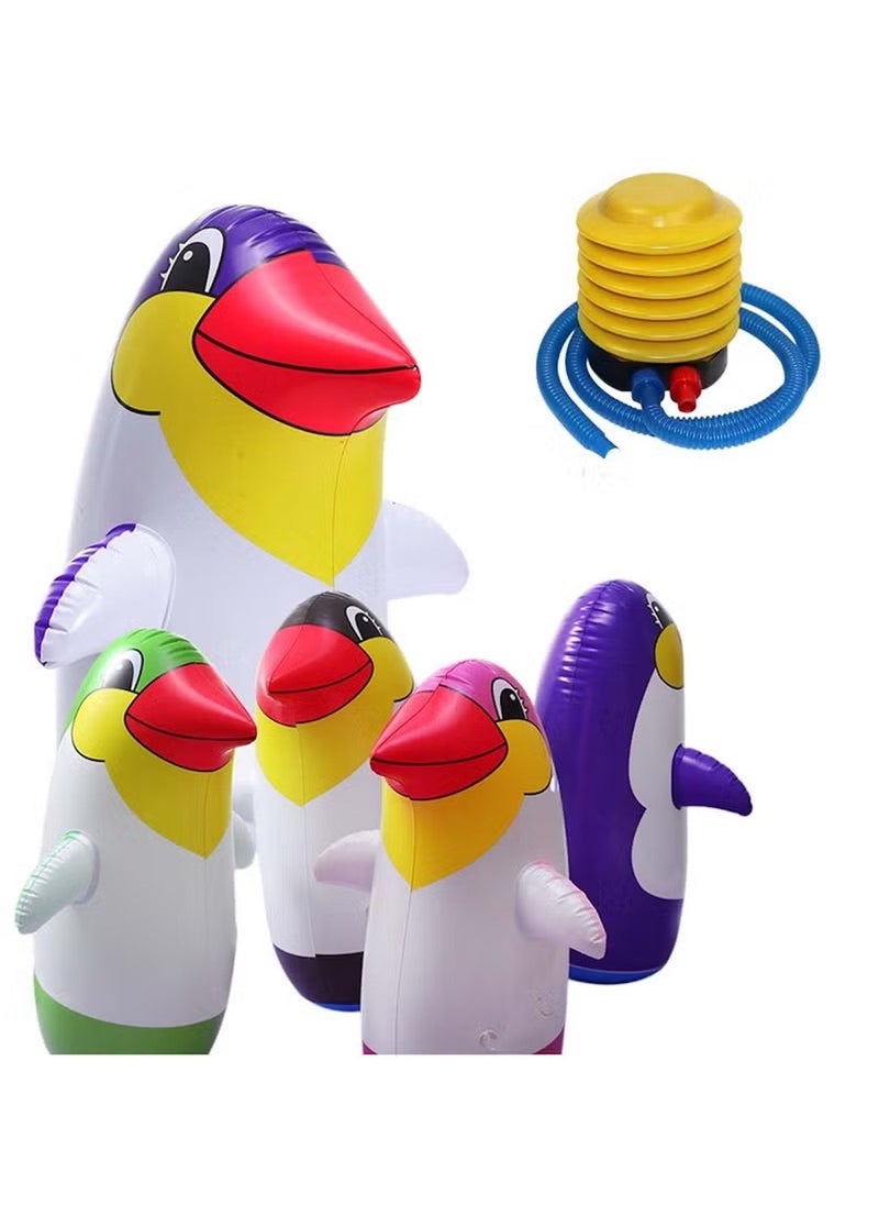 Huitich 70cm Medium Inflatable Penguin Tumbler – Cartoon Animal Boxing Toy with Foot Pump  - Image 1