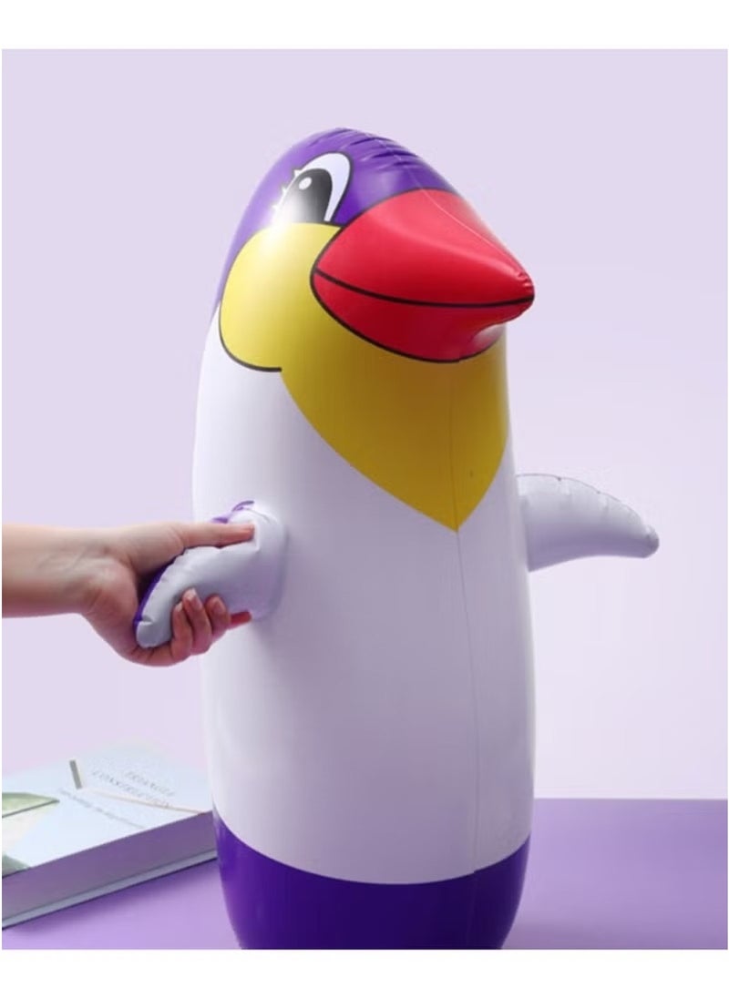 Huitich 70cm Medium Inflatable Penguin Tumbler – Cartoon Animal Boxing Toy with Foot Pump  - Image 4