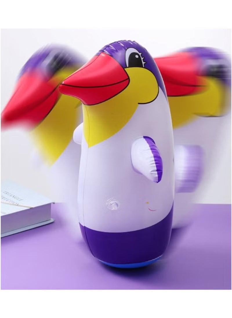 Huitich 70cm Medium Inflatable Penguin Tumbler – Cartoon Animal Boxing Toy with Foot Pump  - Image 3
