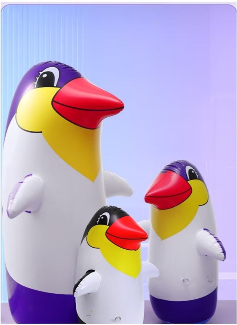 Huitich 70cm Medium Inflatable Penguin Tumbler – Cartoon Animal Boxing Toy with Foot Pump  - Image 2