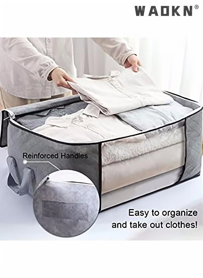 Large Capacity 3 Pack 90L Clothes Storage Bag Organizer with Reinforced Handle Thick Fabric for Comforters,Blankets,Bedding,Foldable with Sturdy Zipper,Bins Bags Clear Window - pzsku/ZF3117BAEA4D02D7610EEZ/45/_/1729151478/b1359641-3d62-4081-8d9c-cefa776fad19