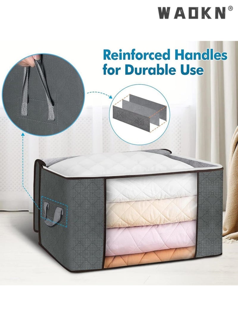 Large Capacity 3 Pack 90L Clothes Storage Bag Organizer with Reinforced Handle Thick Fabric for Comforters,Blankets,Bedding,Foldable with Sturdy Zipper,Bins Bags Clear Window - pzsku/ZF3117BAEA4D02D7610EEZ/45/_/1729151495/c1597332-c588-47a2-bf1e-2d8e13e2b553