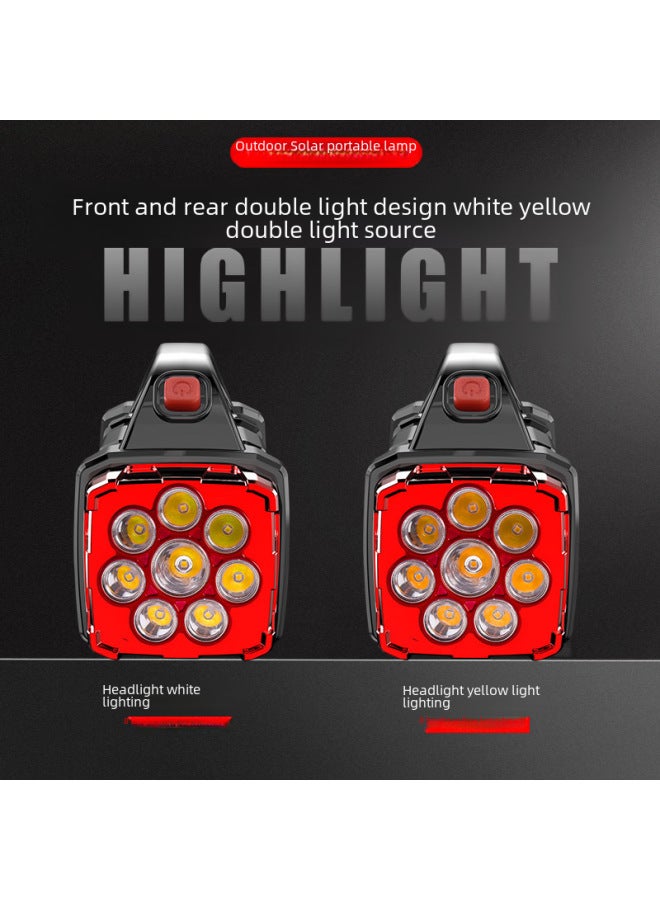 Solar Powered Led Multifunctional Handheld Torch Usb Dual Light Source Outdoor Searchlight Camping High Beam Flashlight-Product Specifications:2289 Silver  - Image 3