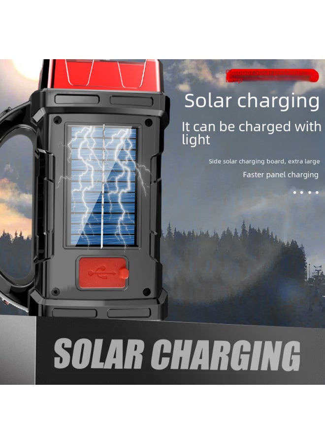 Solar Powered Led Multifunctional Handheld Torch Usb Dual Light Source Outdoor Searchlight Camping High Beam Flashlight-Product Specifications:2289 Silver  - Image 4