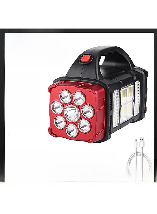 Solar Powered Led Multifunctional Handheld Torch Usb Dual Light Source Outdoor Searchlight Camping High Beam Flashlight-Product Specifications:2289 Silver  - Image 2