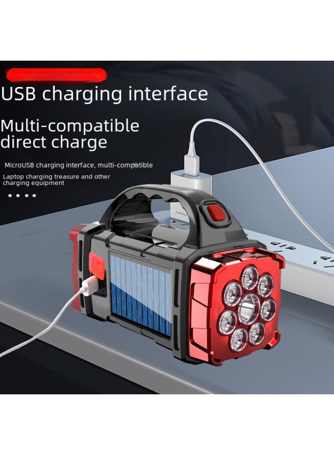 Solar Powered Led Multifunctional Handheld Torch Usb Dual Light Source Outdoor Searchlight Camping High Beam Flashlight-Product Specifications:2289 Silver  - Image 5