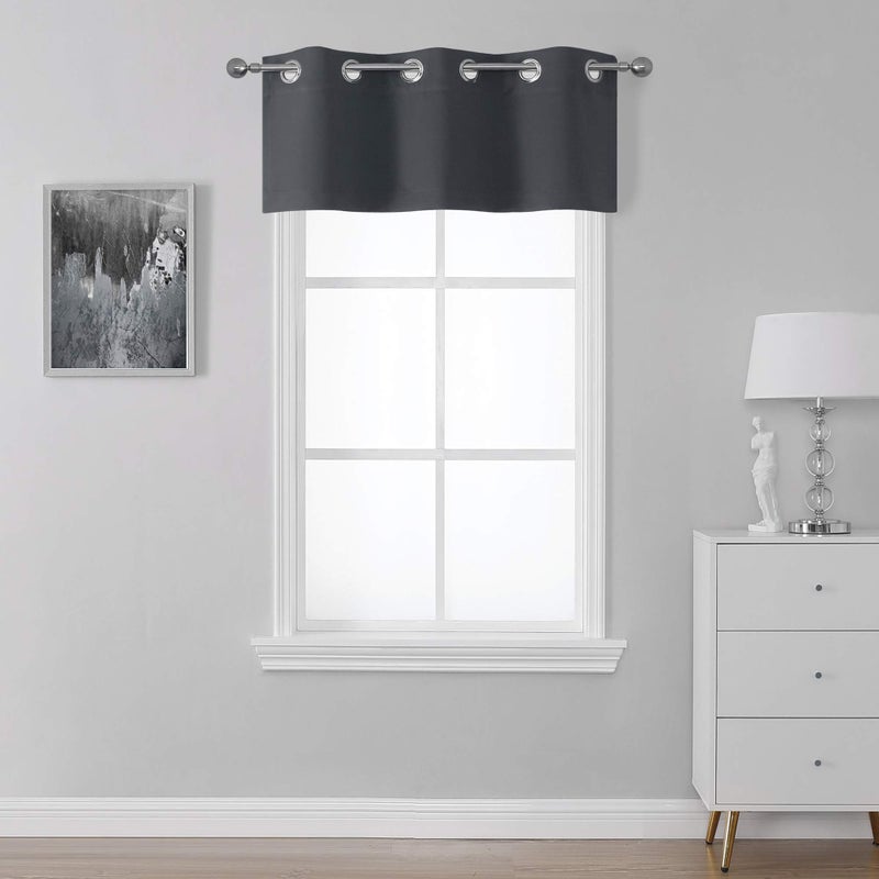 SeeGlee Grey Blackout Short Curtain Valance for Bathroom WindowThermal Insulated Small Grommet Valance Curtain Drape for Bedroom36 Inch Width X 16 Inches Long1 Panel