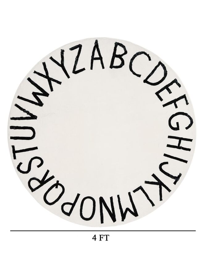يُسلِّم سجادة دائرية للأطفال بطول 4 أقدام عليها حروف أبجدية لغرفة النوم وغرفة اللعب وسجادة تعليمية غير قابلة للانزلاق وسجادة دائرية دائرية للأطفال الصغار في الفصول الدراسية (اللون: أسود) - Image 2