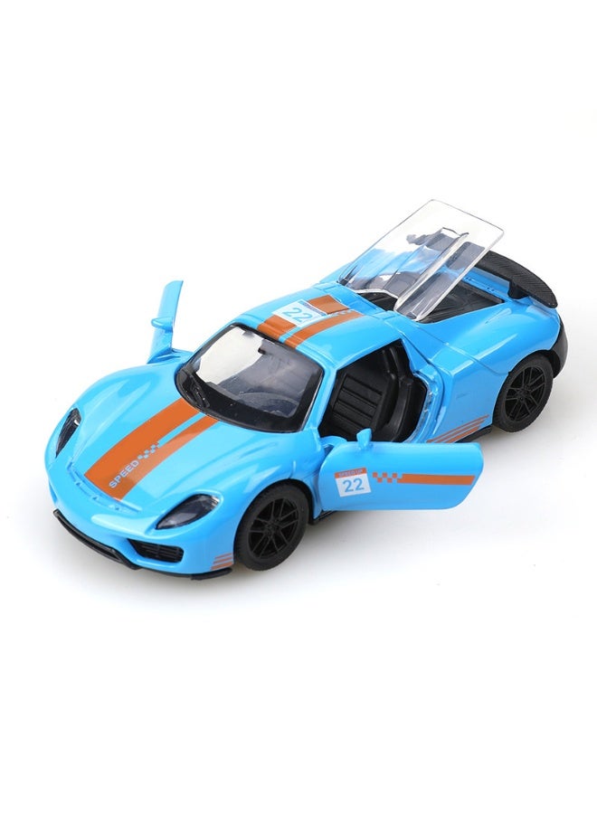 1:36 Alloy Sports Car Model , Pull-Back Toy Car , Model Car for Kids Boy Girl Gift , Collectible Display ,Blue/Orange 12 cm*5 cm*3 cm - Image 2