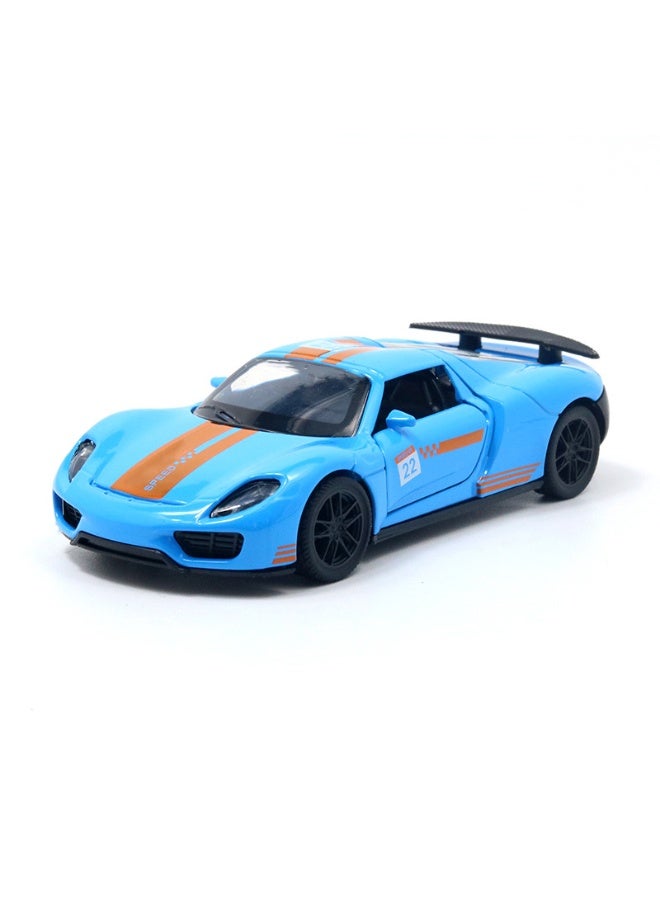 1:36 Alloy Sports Car Model , Pull-Back Toy Car , Model Car for Kids Boy Girl Gift , Collectible Display ,Blue/Orange 12 cm*5 cm*3 cm - Image 3