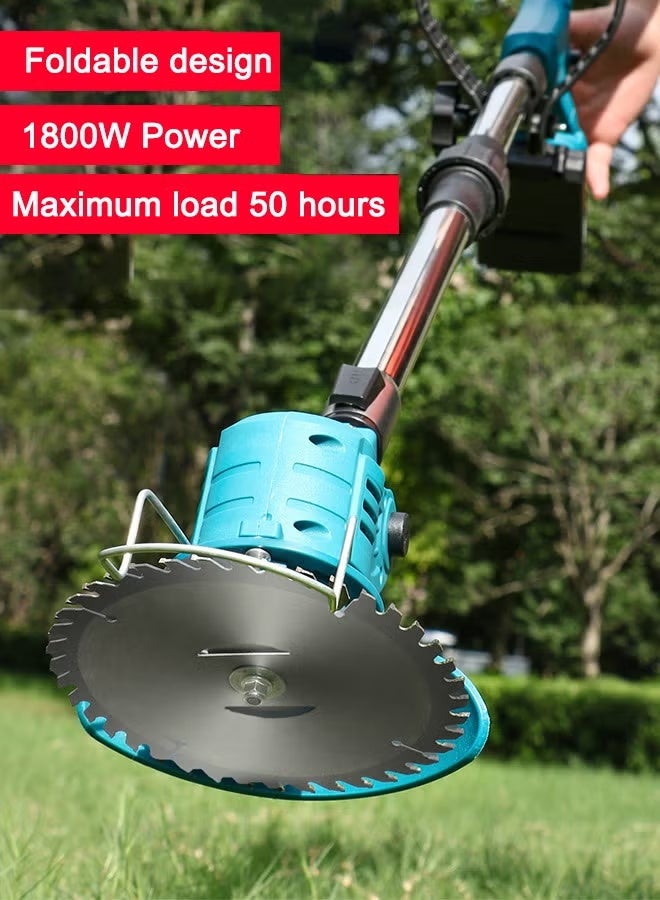 AOTUO جزازة عشب لاسلكية 48 فولت، جزازة عشب قابلة للطي وقابلة للسحب مع شاحن سريع، تعمل ببطاريتين، 3 شفرات قطع، مقص كهربائي محمول لأعمال الحديقة - Image 2