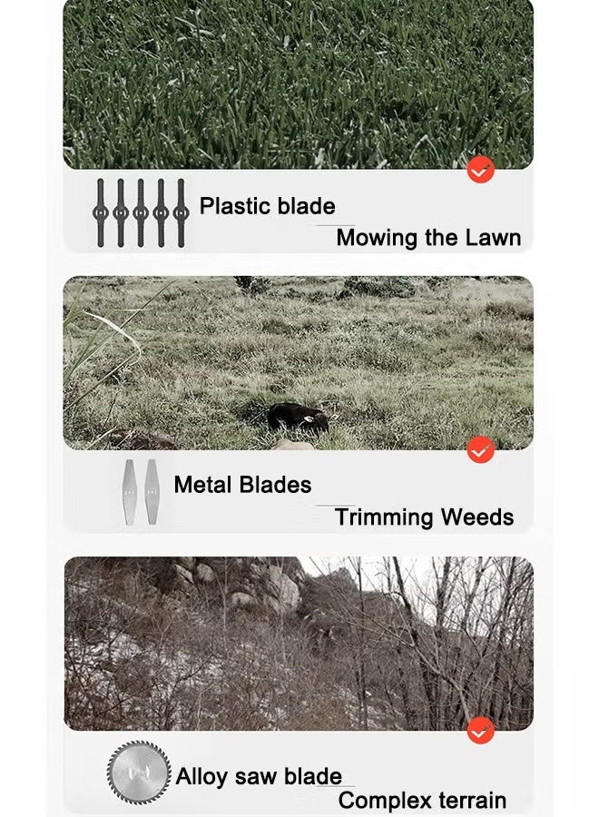 AOTUO جزازة عشب لاسلكية 48 فولت، جزازة عشب قابلة للطي وقابلة للسحب مع شاحن سريع، تعمل ببطاريتين، 3 شفرات قطع، مقص كهربائي محمول لأعمال الحديقة - Image 3
