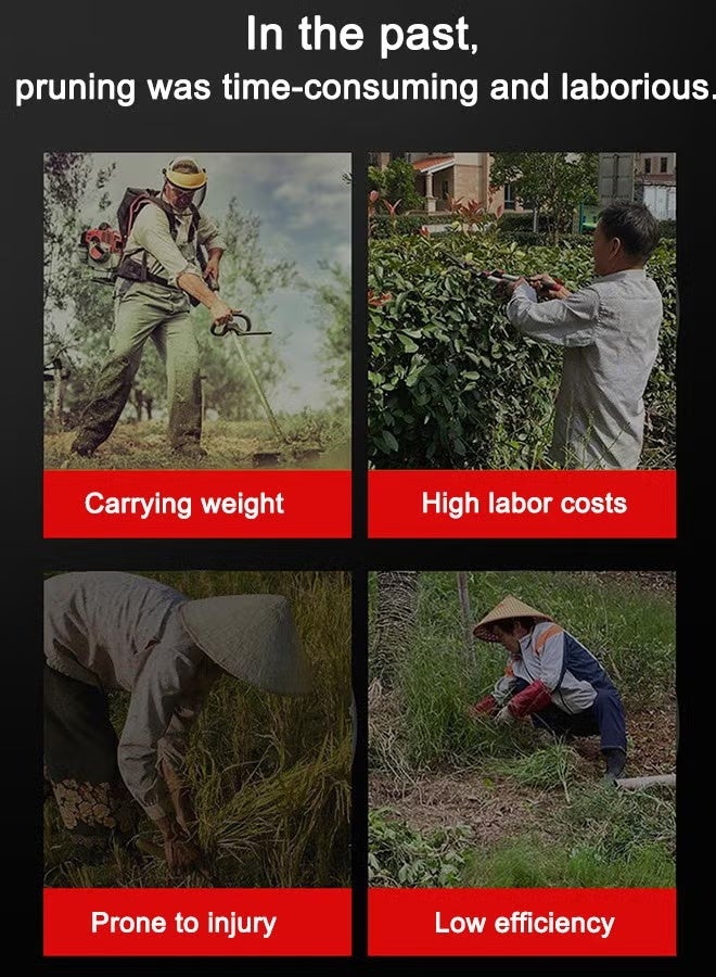 AOTUO جزازة عشب لاسلكية 48 فولت، جزازة عشب قابلة للطي وقابلة للسحب مع شاحن سريع، تعمل ببطاريتين، 3 شفرات قطع، مقص كهربائي محمول لأعمال الحديقة - Image 4