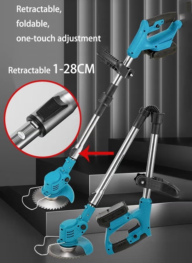 AOTUO جزازة عشب لاسلكية 48 فولت، جزازة عشب قابلة للطي وقابلة للسحب مع شاحن سريع، تعمل ببطاريتين، 3 شفرات قطع، مقص كهربائي محمول لأعمال الحديقة - Image 5