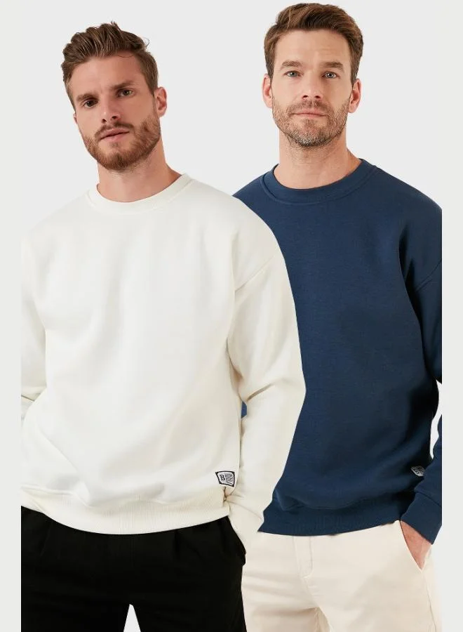 Buratti Buratti Regular Fit Crew Neck Fleece Lined 2-Pack Men's Sweatshirt 5905255S2