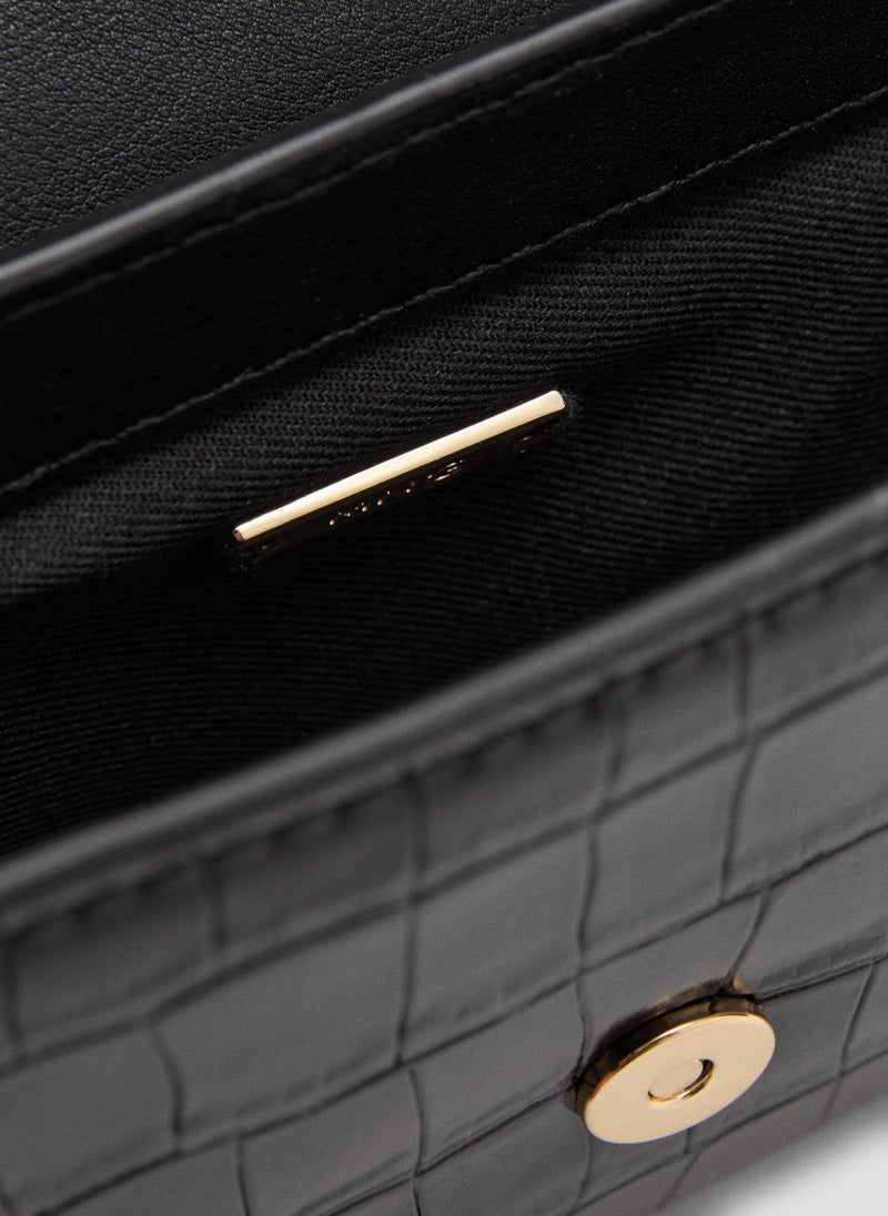 MANGO Croc-Effect Flap Bag  - Image 4