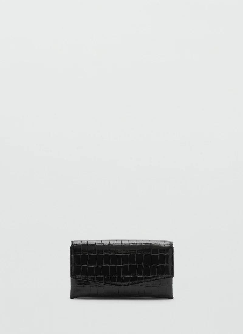 MANGO Croc-Effect Flap Bag