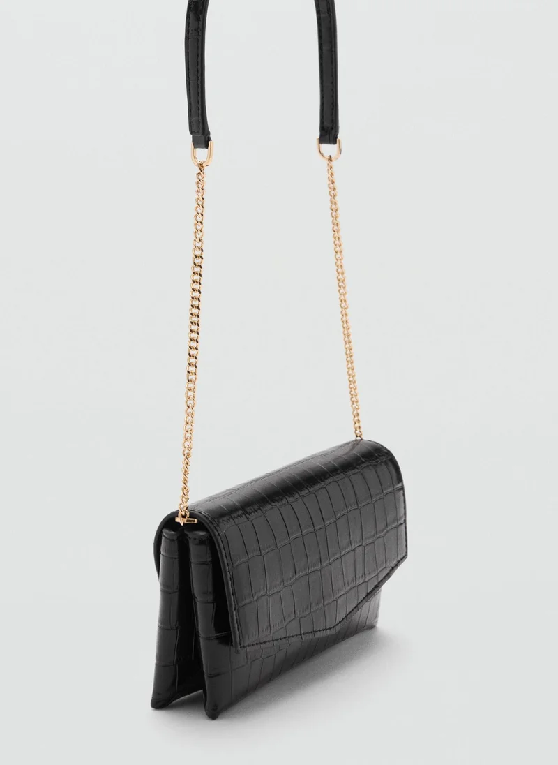 مانجو Croc-Effect Flap Bag