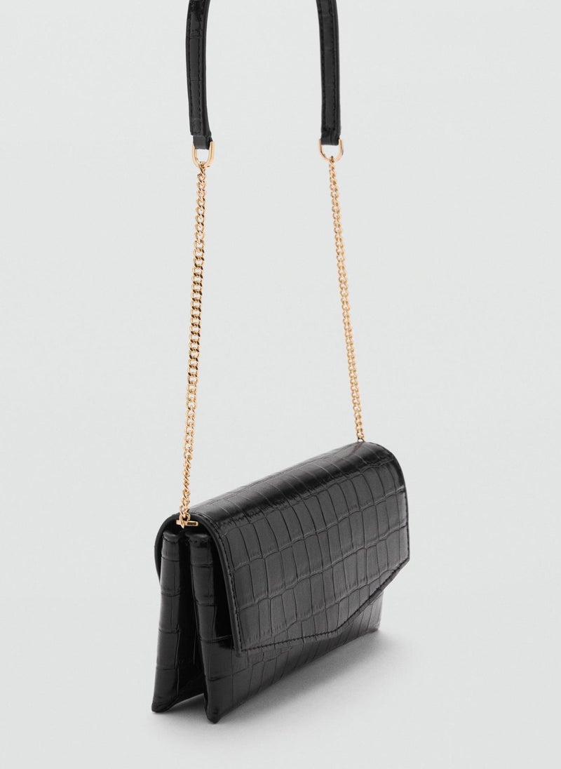 MANGO Croc-Effect Flap Bag  - Image 2