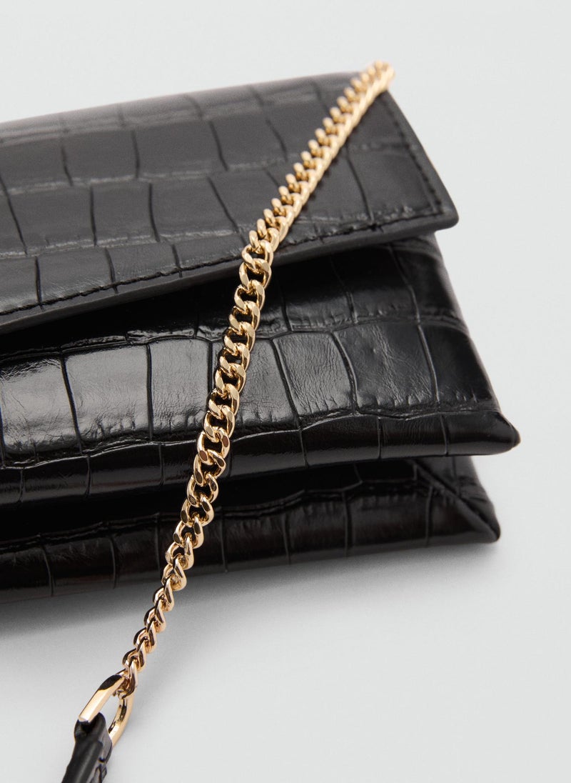 MANGO Croc-Effect Flap Bag  - Image 3