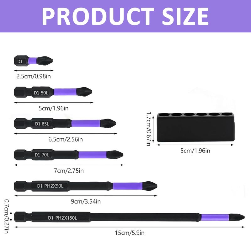 Serplex 6Pcs Magnetic Phillips Drill Bits Set Assorted Sizes AntiSlip Grooves High Impact Steel Universal Compatible for Power Impact Drivers Enhanced Magnetic Tips for Precision - Image 2