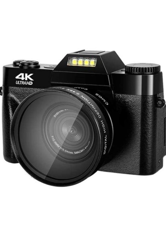 Generic E-commerce Products 4K Digital Camera Ultra HD 48MP 3.0 Flip Screen With Wide Angle 4K Micro Single LED-Body Color:Standard Black English Version + 4k Lens + 32gb Card + Card Reading + Dual Charging + Battery (2 Batteries In Total)  - Image 4