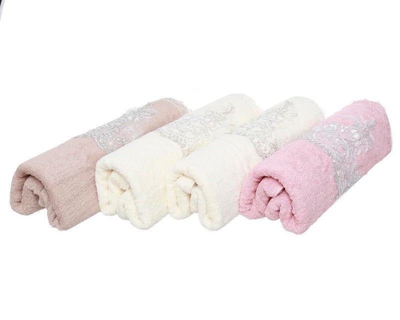 Cotton Embroidered Towel Set 4 Pieces - Multi Color - Image 3