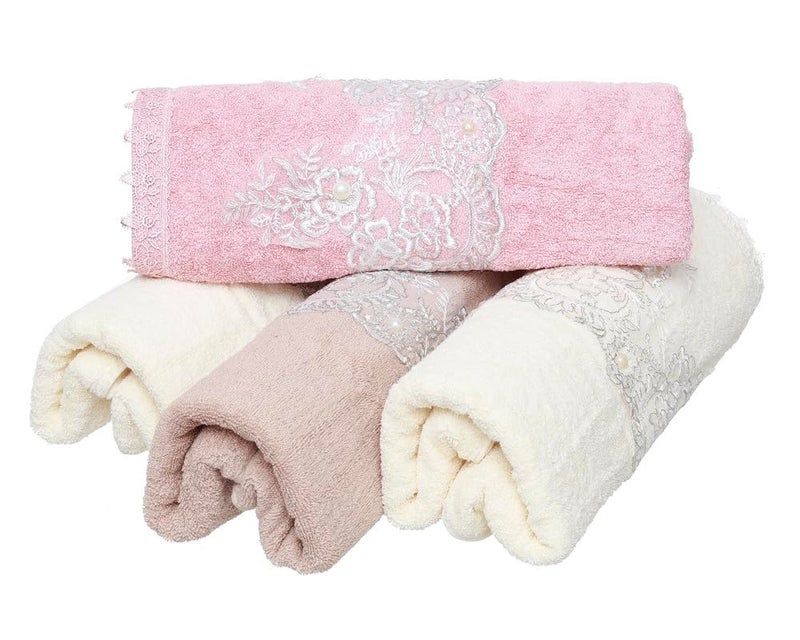 Cotton Embroidered Towel Set 4 Pieces - Multi Color - Image 4