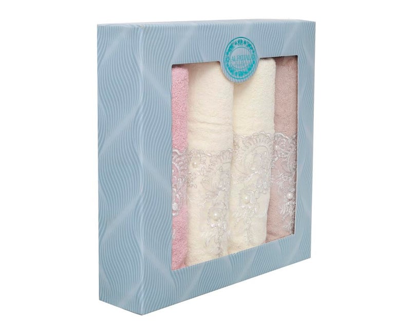 Cotton Embroidered Towel Set 4 Pieces - Multi Color - Image 1